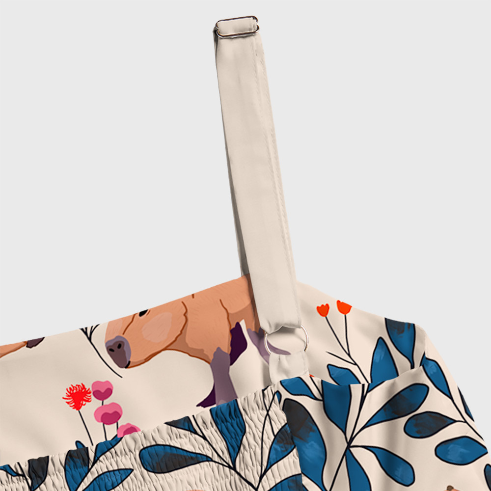 Capybara and Plants Geek Tiered Cami Maxi Dress