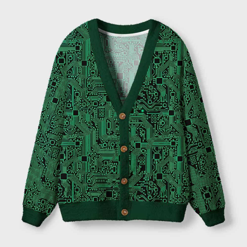 Geeksoutfit Computer Circuit Board Geek Ugly Cardigan Sweaters  for Sale