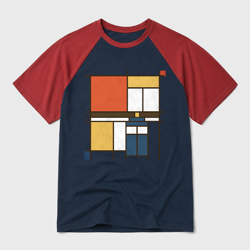 Mondrian Who Geek Retro Raglan T-Shirt