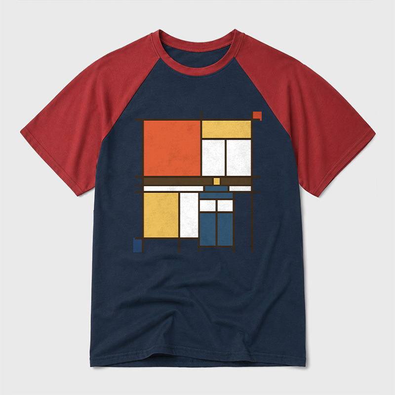 Mondrian Who Geek Retro Raglan T-Shirt