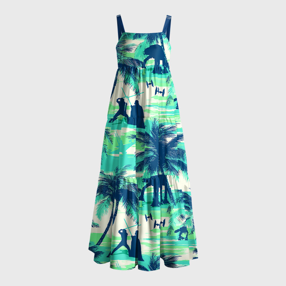 Sci-fi Space Wars Hawaii Geek Tiered Cami Maxi Dress