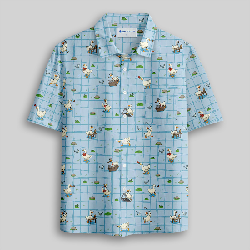 Blue Checkered Goose Button Up Pocket Shirt