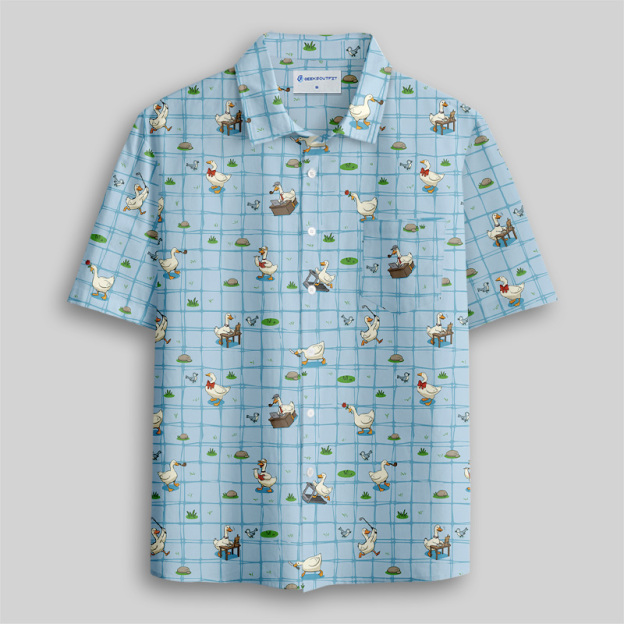 Blue Checkered Goose Button Up Pocket Shirt