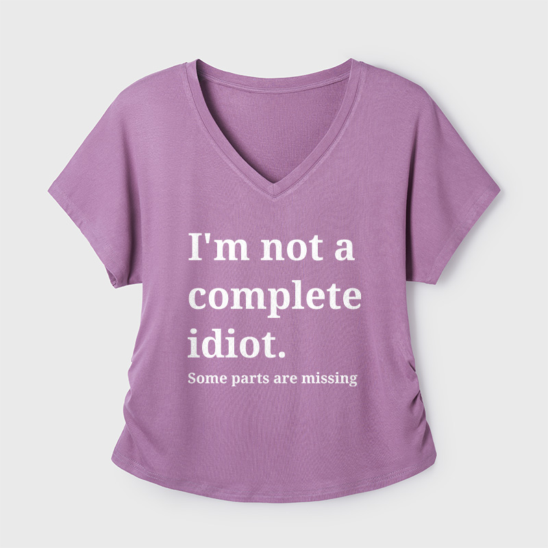 Funny Idiot Self-Mockery Sarcastic Geek Dolman Sleeve V-Neck Shirt