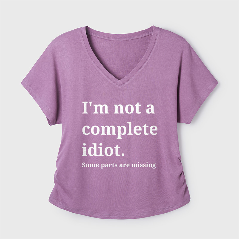 Funny Idiot Self-Mockery Sarcastic Geek Dolman Sleeve V-Neck Shirt