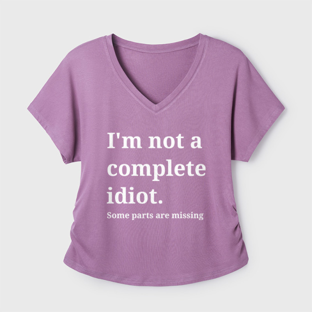 Funny Idiot Self-Mockery Sarcastic Geek Dolman Sleeve V-Neck Shirt