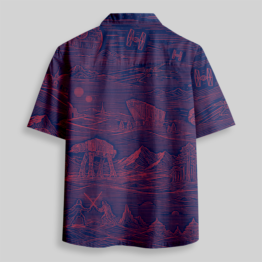 Crimson Cosmic Frontier Button Up Pocket Shirt