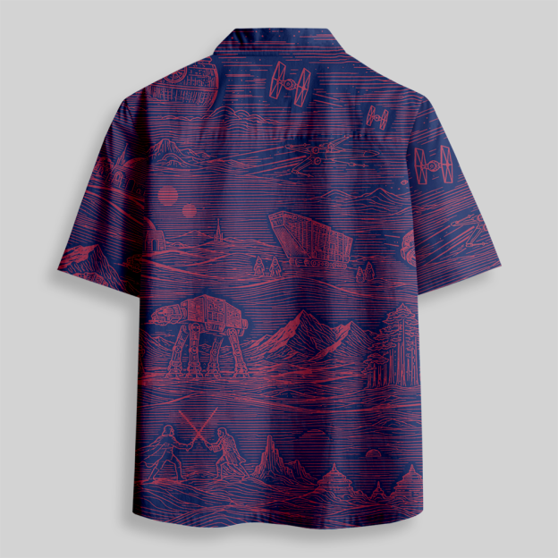 Crimson Cosmic Frontier Button Up Pocket Shirt
