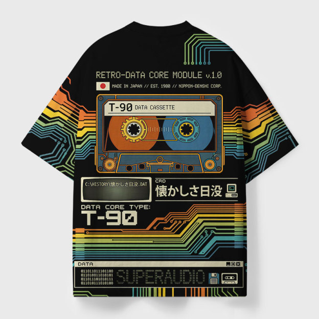 Memory In Magnetism Geek Eco Oversized Graphic Tees