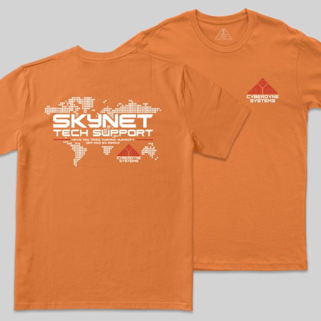 Global Digital Network Tech Support Front and Back Printed Geek T-Shirt