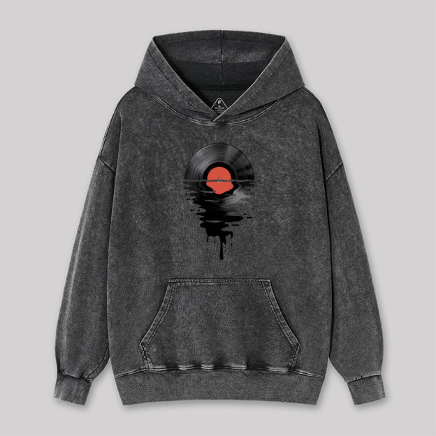 Vinyl LP Music Record Sunset Red Washed Hoodie