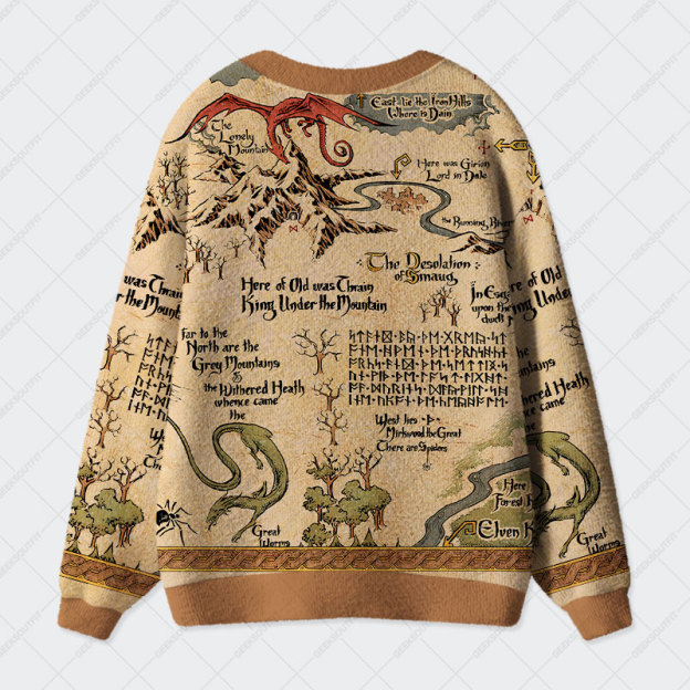 Medieval Science Fiction Map Geek Ugly Cardigan Sweaters 