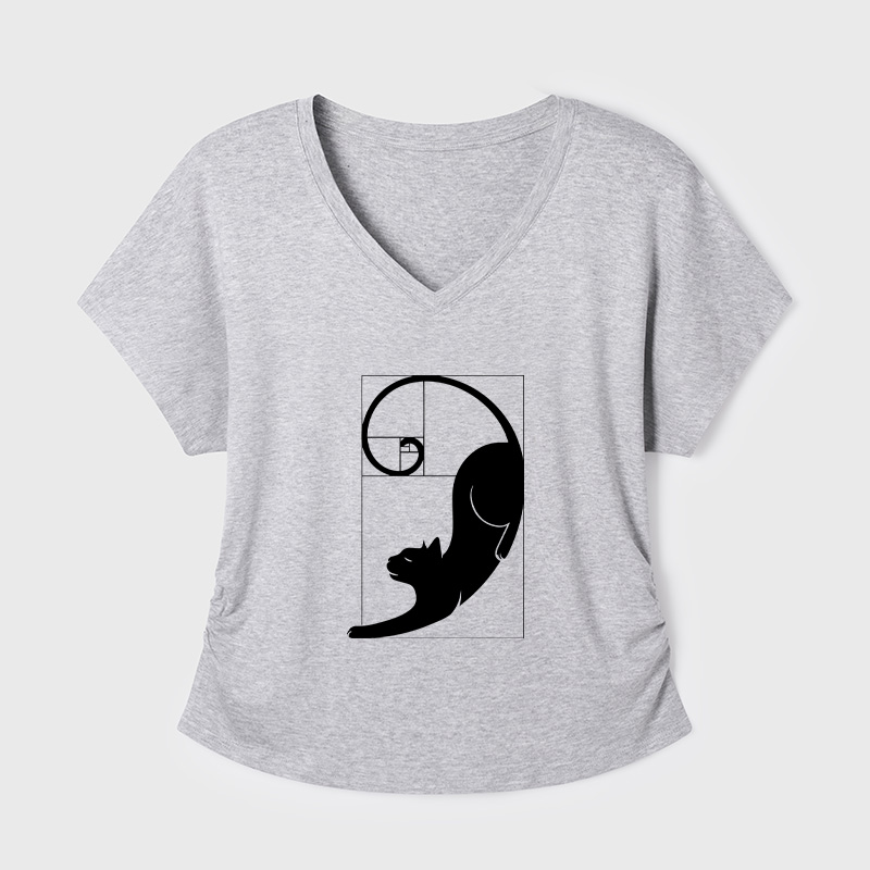 Fibonacci Kitty Geek Dolman Sleeve V-Neck Shirt