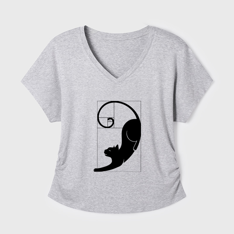 Fibonacci Kitty Geek Dolman Sleeve V-Neck Shirt