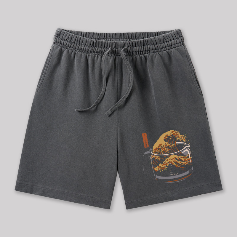 The Great Wave of Coffee Geeky Washed Shorts