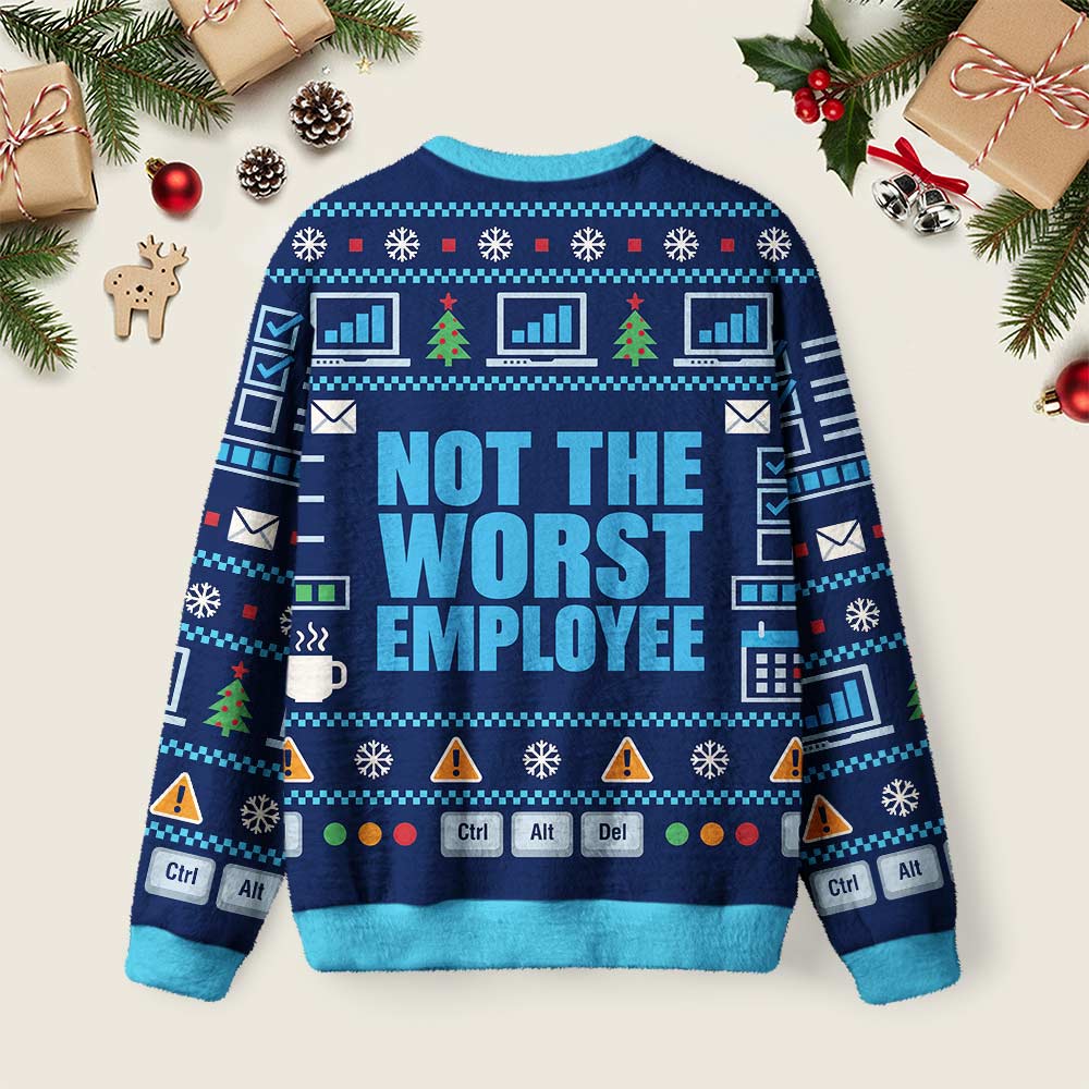 Average Worker Ugly Christmas Fuzzy Fleece Sweatshirt