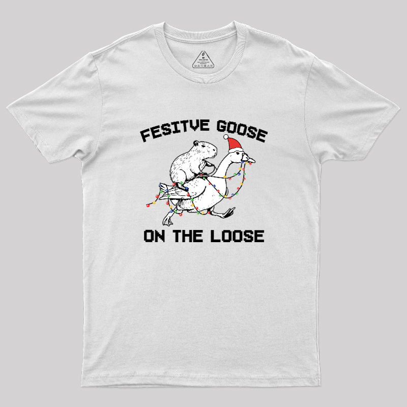 Festive Goose On The Loose Geek T-Shirt