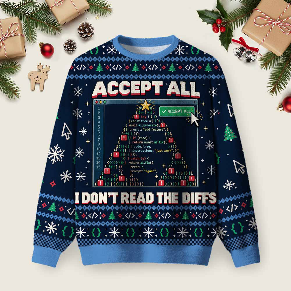 Approve All Changes, Skip The Code Review Ugly Christmas Fuzzy Fleece Sweatshirt