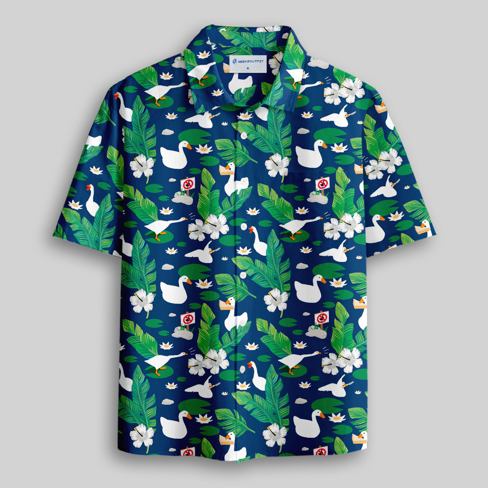 Geeksoutfit Tropical Swan Button Up Pocket Shirt for Sale