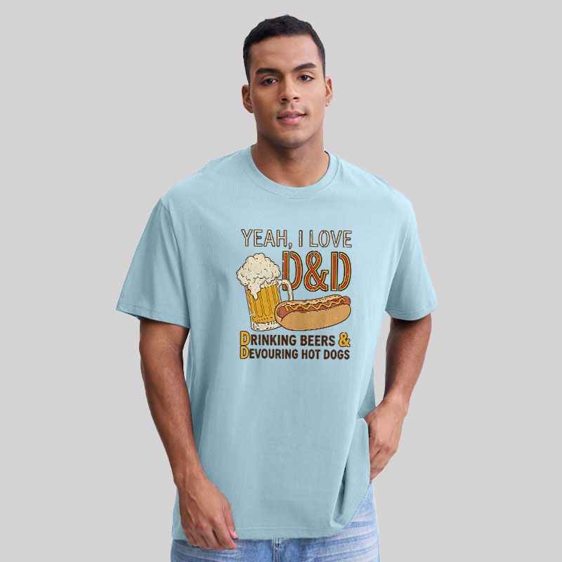 Drinking Beer Devouring Hot Dogs Geek T-Shirt