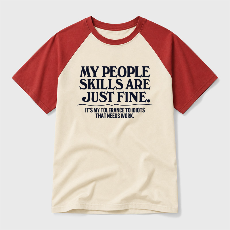 People Skills Fine Edition Geek Retro Raglan T-Shirt