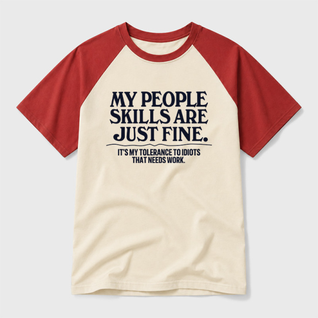 People Skills Fine Edition Geek Retro Raglan T-Shirt
