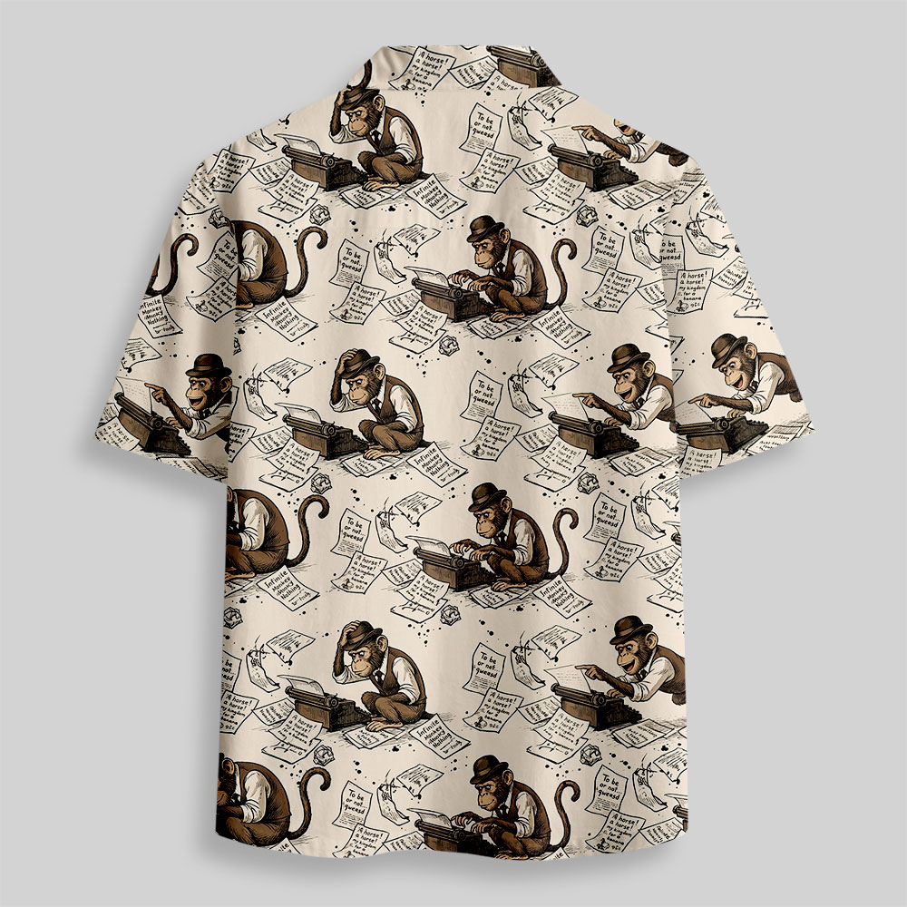 Monkey Manuscript Button Up Pocket Shirt