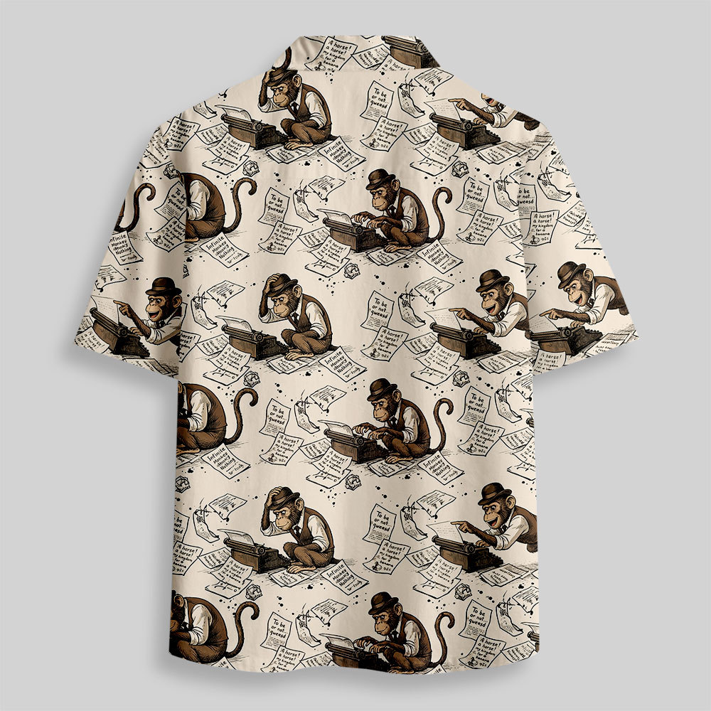 Monkey Manuscript Button Up Pocket Shirt