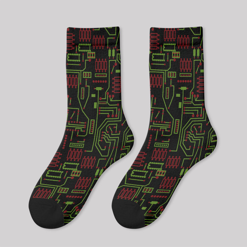 Christmas Circuit Board Men's Socks
