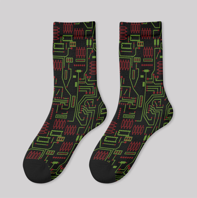 Christmas Circuit Board Men's Socks