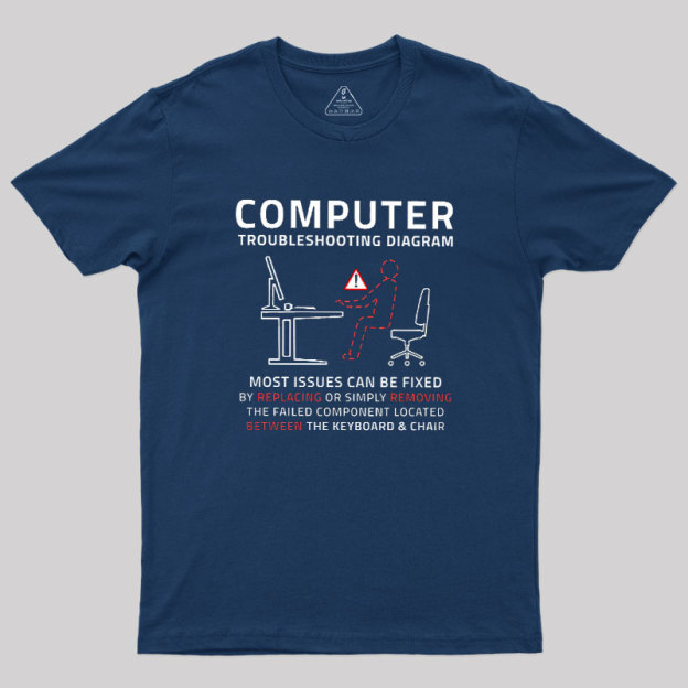 Computer Troubleshooting Diagram Geek T-Shirt