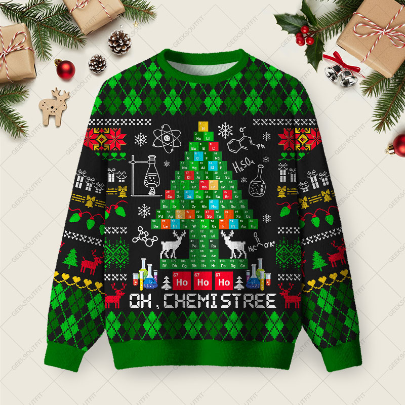 Oh Chemis-tree Ugly Christmas Fuzzy Fleece Sweatshirt