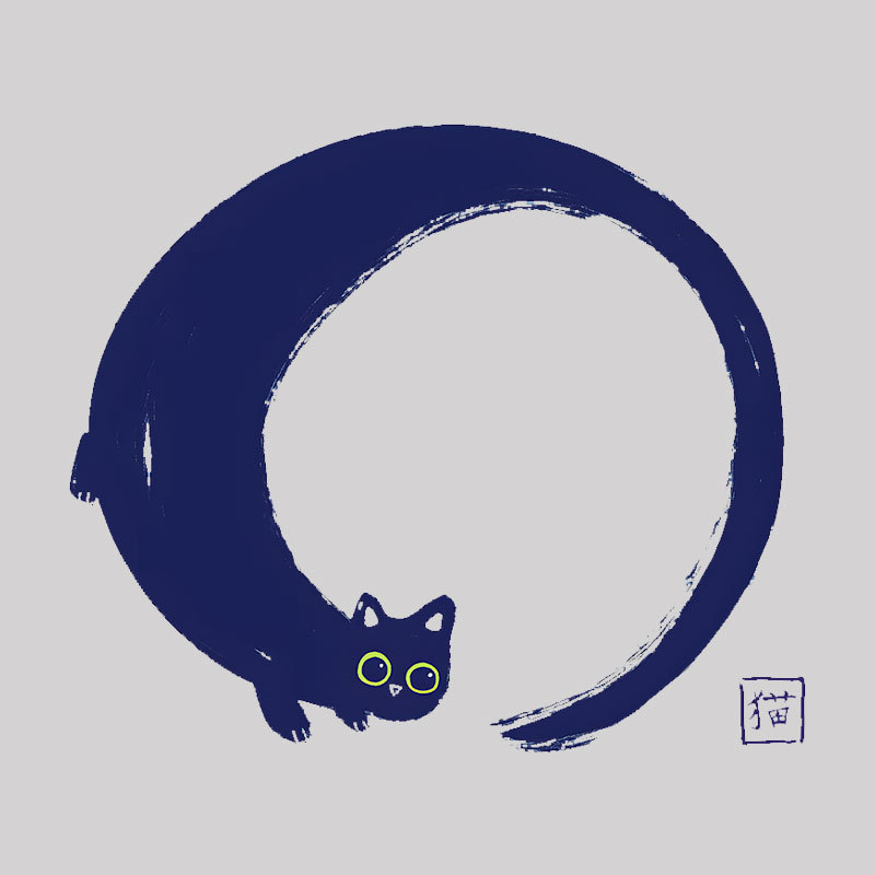 Enso Cat Geek T-Shirt