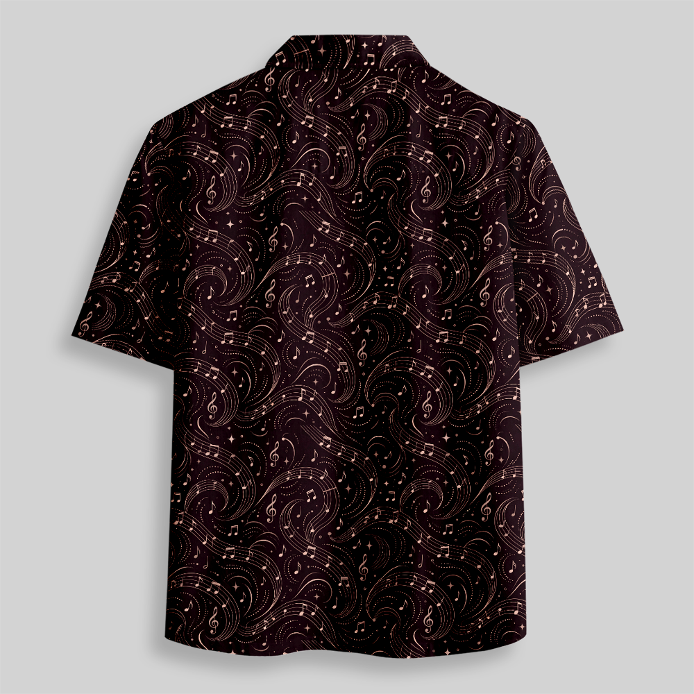 Cosmic Musical Notes Seamless Button Up Pocket Shirt