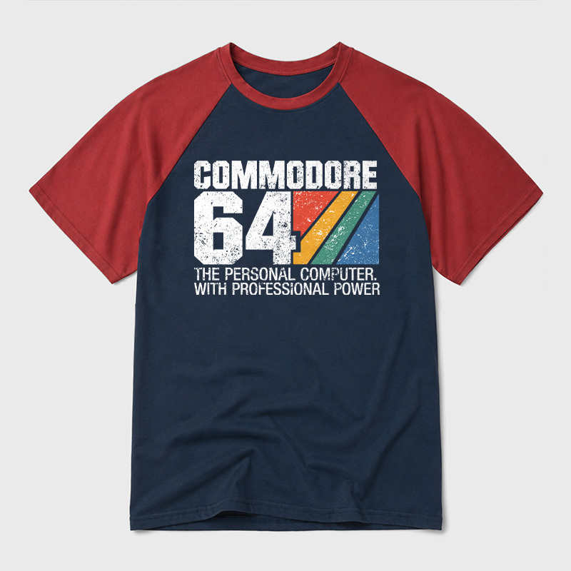 Commodore 64 Retro Geek Retro Raglan T-Shirt
