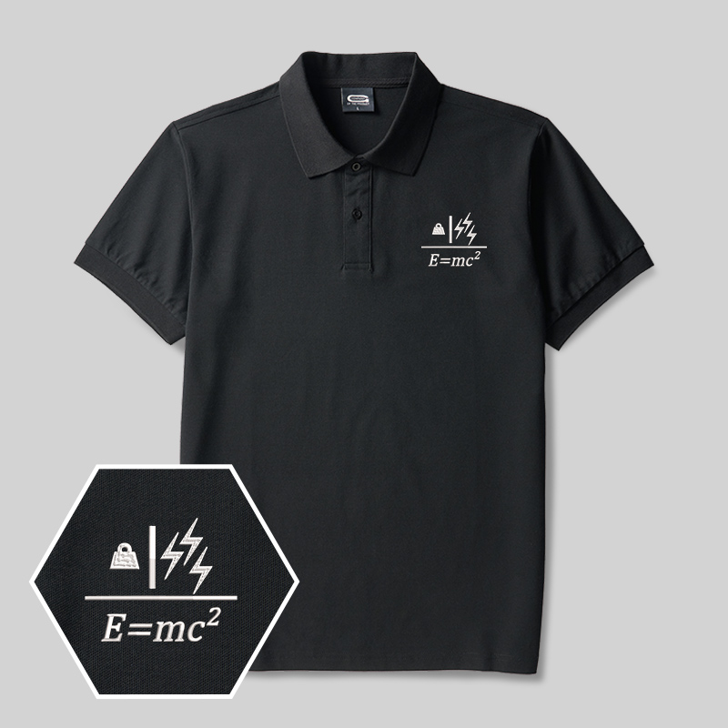 Mass to Energy Geek Embroidered Polo Shirts
