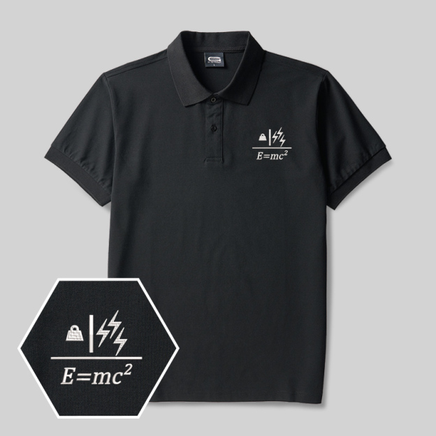 Mass to Energy Geek Embroidered Polo Shirts