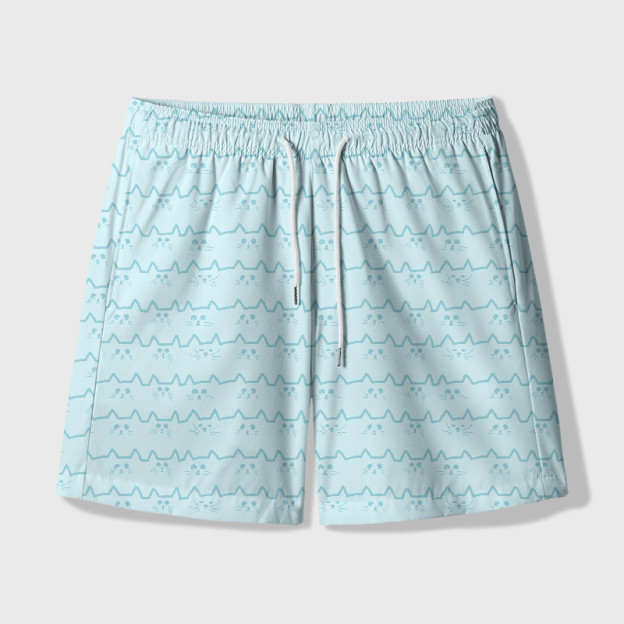 Cat Face Melody Geek Hawaiian Swim Trunks