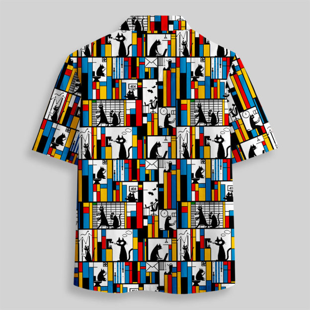 Office Cat Button Up Pocket Shirt