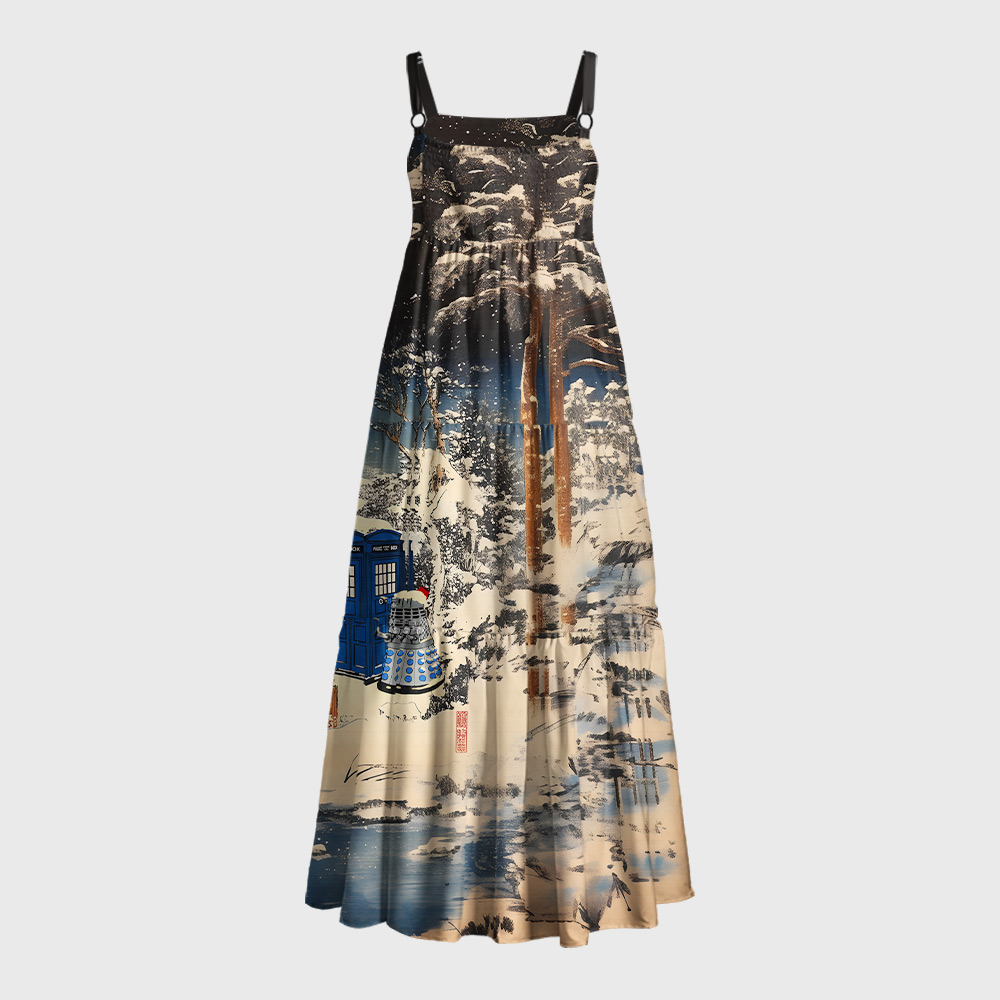 Ukiyoe Mysterious Phone Geek Tiered Cami Maxi Dress