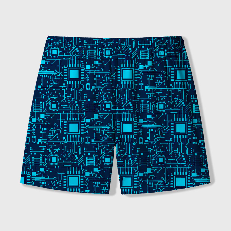 Technology Sense Circuit Board Geek Hawaiian Swim Trunks