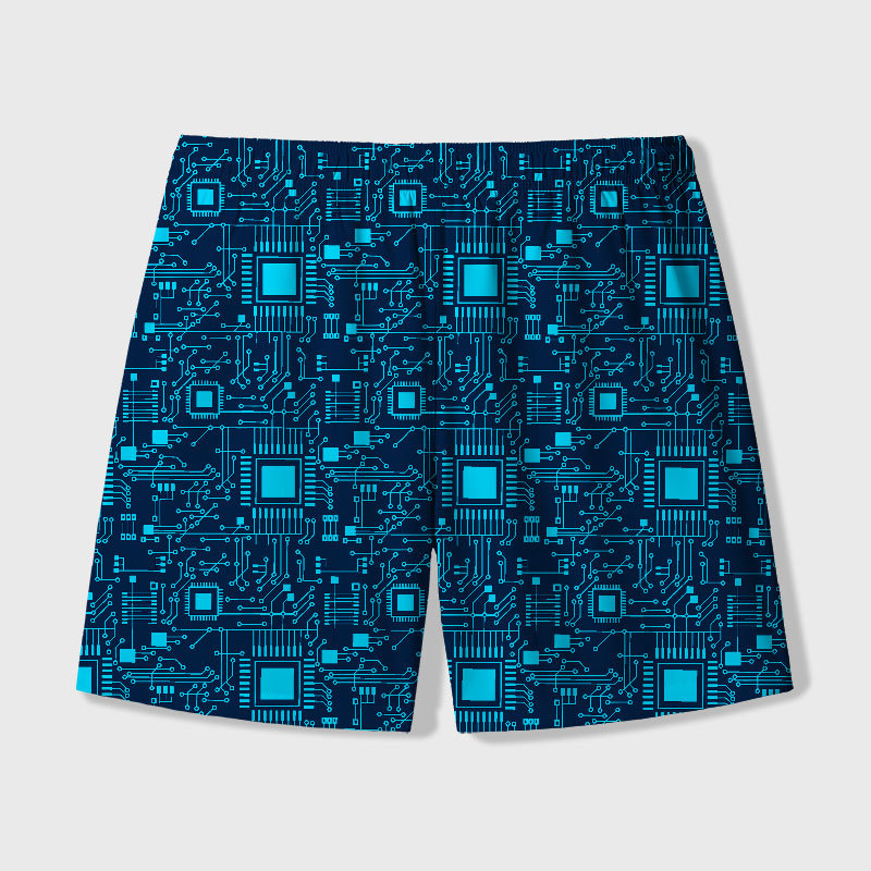 Technology Sense Circuit Board Geek Hawaiian Swim Trunks