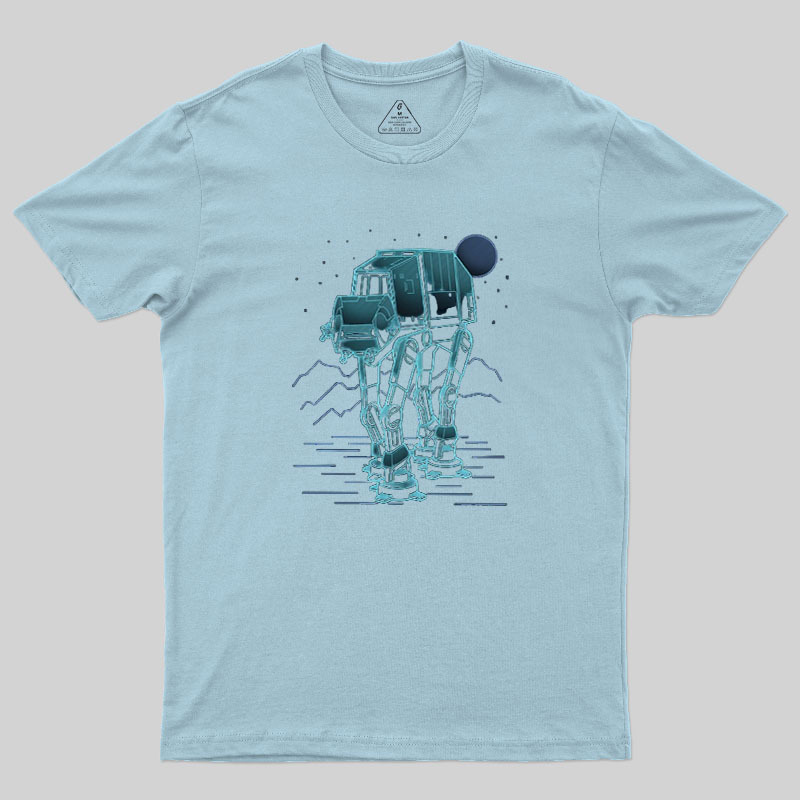 Neon Line-Art Armored Walker Geek T-Shirt