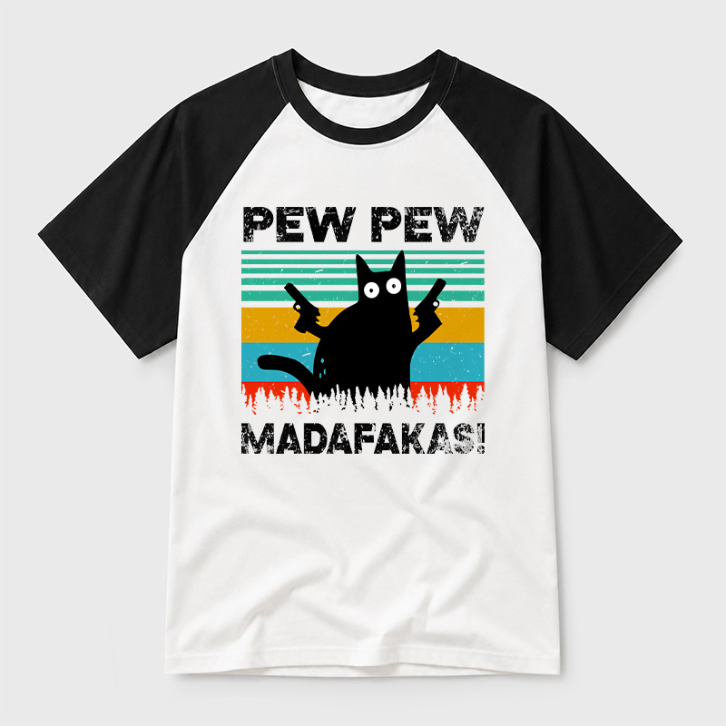 Pew Pew Madafakas Geek Retro Raglan T-Shirt