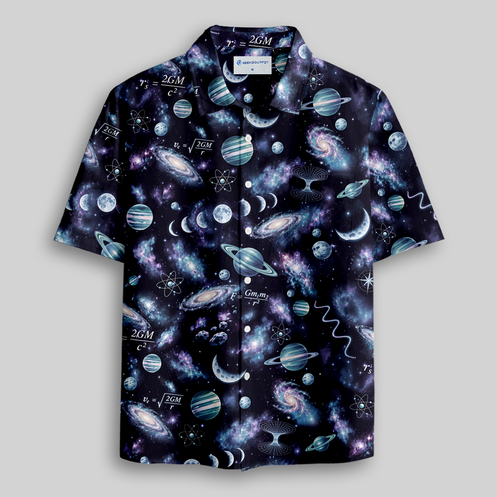 Watercolor Space Galaxy Button Up Pocket Shirt