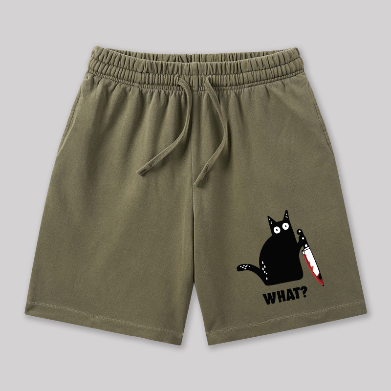 What Funny Cat Geeky Washed Shorts