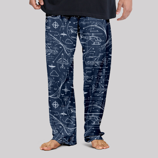 Flight Blueprint Print Geek Loungewear Pants
