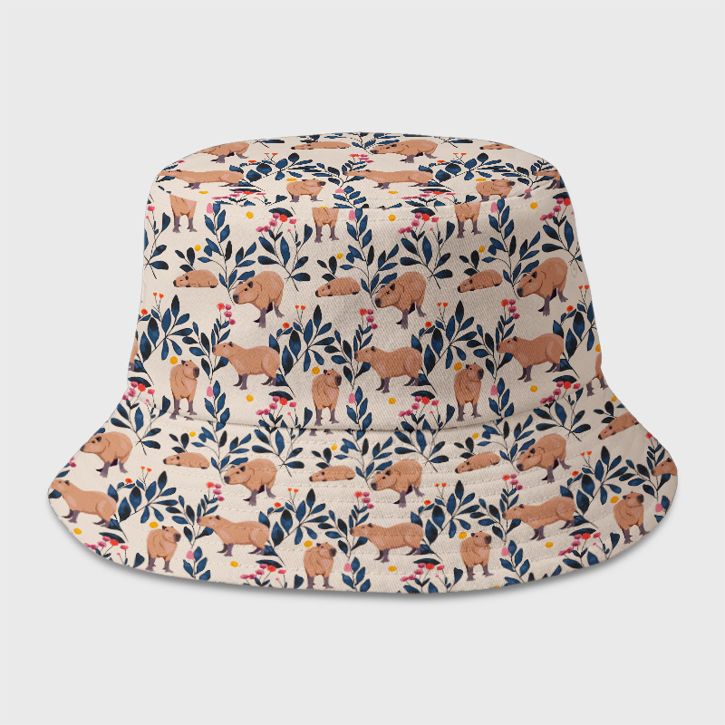 Capybara And Plants Geek Bucket Hat