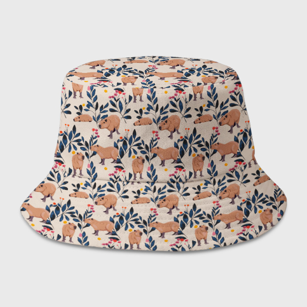 Capybara And Plants Geek Bucket Hat