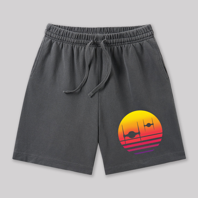 Tie Fighter Sunset Geeky Washed Shorts